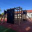 Climbing Booth Nature, wooden playhouse bằng gỗ với tường leo núi và các thanh leo cho trẻ em vui ch