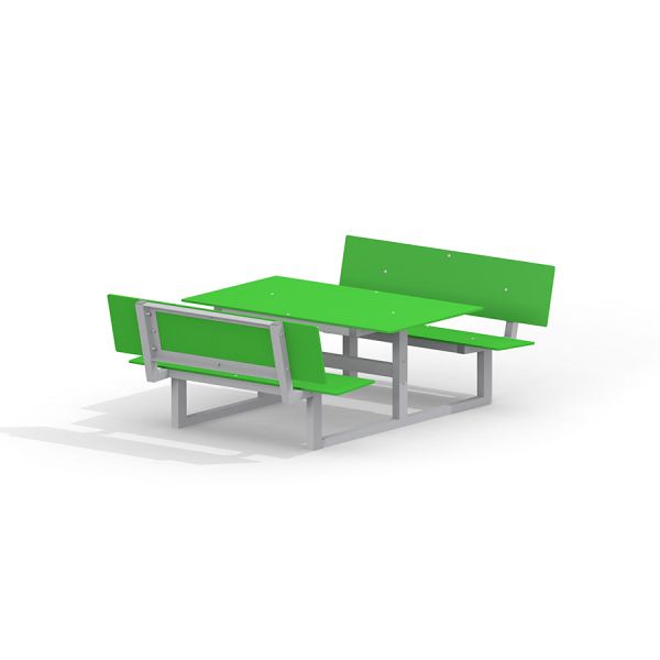 Bộ bàn ghế Table & Bench HPL for Kids màu xanh lá, thiết kế chắc chắn cho khu vui chơi trẻ em.