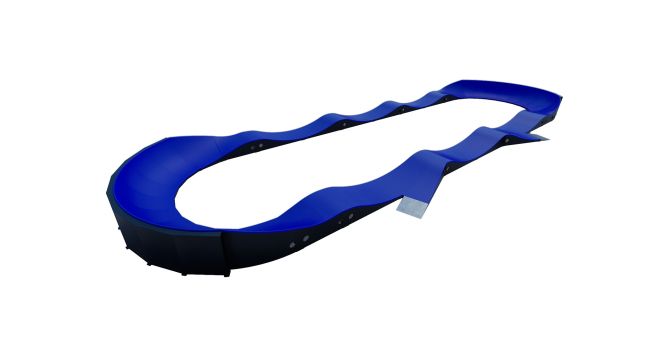 Modular Pumptrack II là đường đua mô-đun màu xanh dành cho xe đạp và trượt patin.