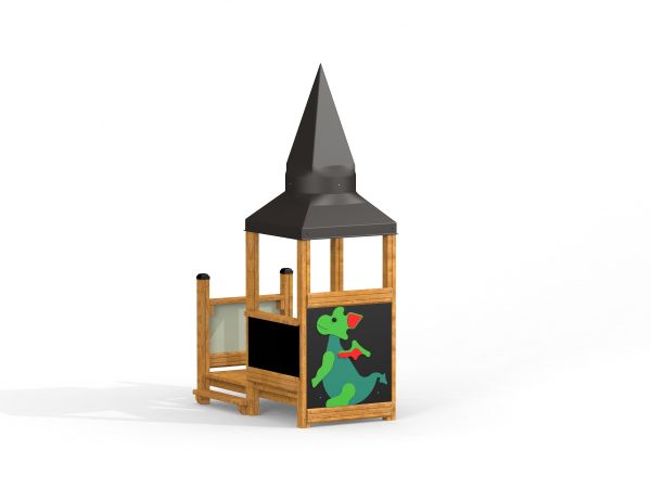 Nhà chơi đơn Tower with Baby Dragon single playhouse bằng gỗ với hình rồng xanh vui nhộn.