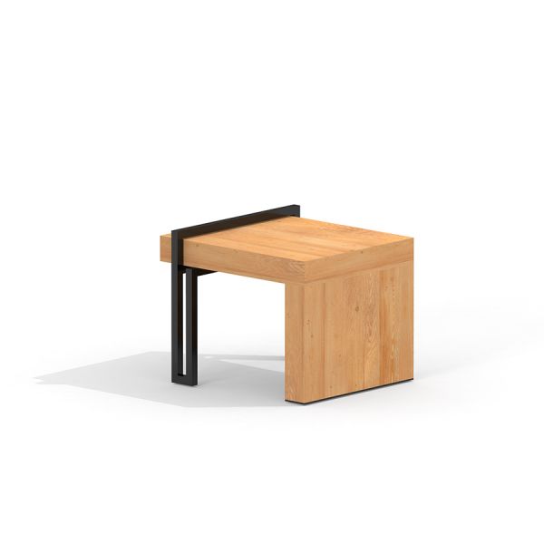 Thor small bench bằng gỗ với khung kim loại màu đen, thiết kế hiện đại cho khu vui chơi.