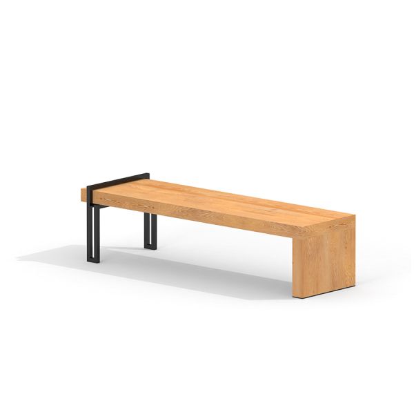 Ghế dài Thor long bench bằng gỗ tự nhiên với chân kim loại màu đen, thiết kế hiện đại cho khu vui ch