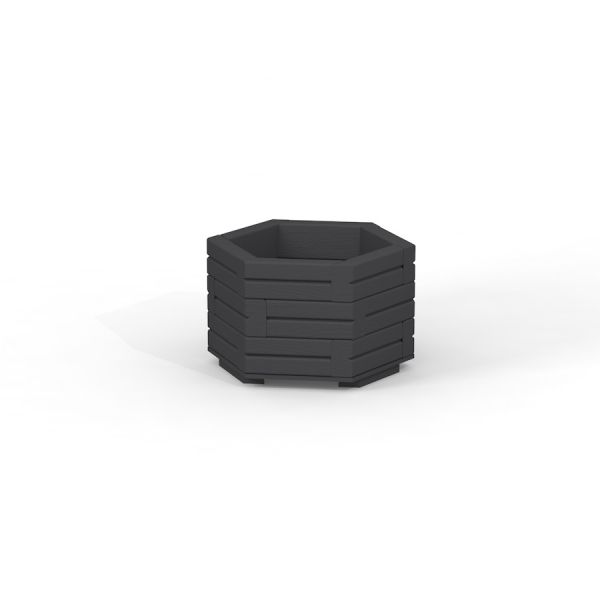 Wooden flowerpot III black chậu hoa gỗ màu đen hình lục giác cho khu vui chơi trẻ em.