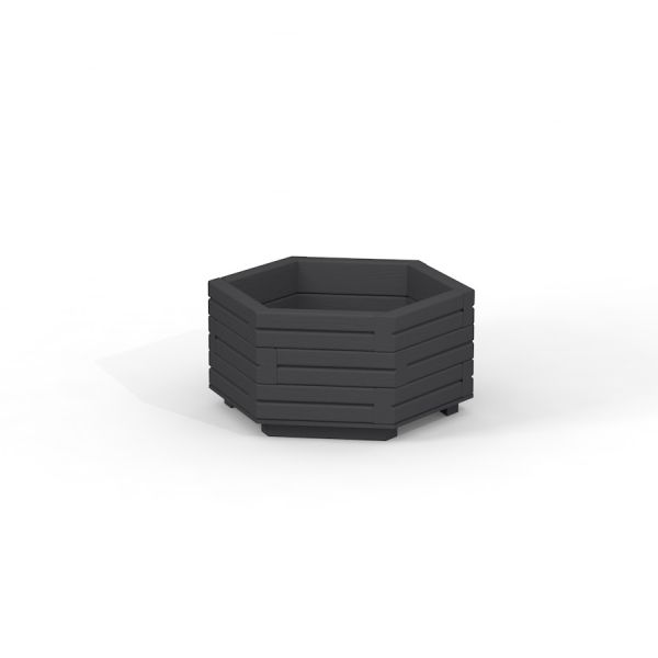 Wooden flowerpot IV black chậu hoa gỗ hình lục giác màu đen cho khu vui chơi trẻ em.