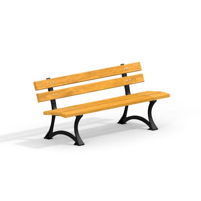 Ghế băng Bordeaux Bench bằng gỗ với khung kim loại chắc chắn cho khu vui chơi.
