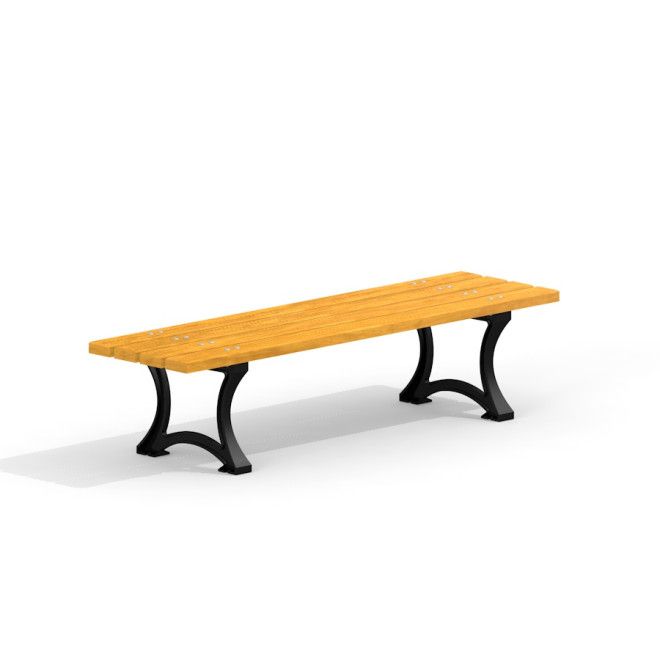 Bordeaux Bench w/o Backrest bằng gỗ với chân đỡ kim loại màu đen, thiết kế đơn giản cho khu vui chơi