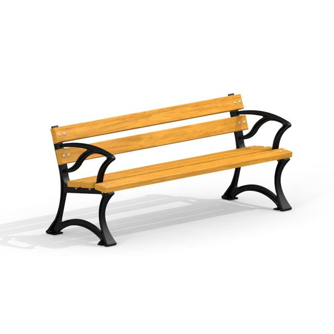 Bordeaux Bench w/ Armrests ghế băng công viên bằng gỗ với tay vịn kim loại chắc chắn