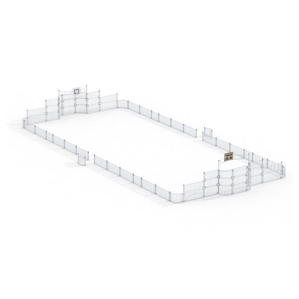 Sân thể thao Sport Arena 14x31 m với hàng rào và bảng rổ cho các hoạt động thể thao ngoài trời.