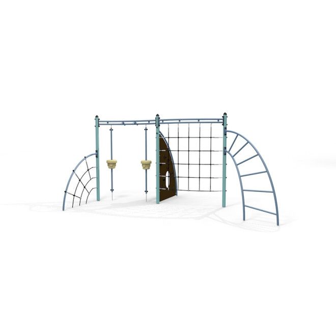 Perseus, steel structure khu vui chơi trẻ em với xà đơn, lưới leo và cầu trượt bằng thép.