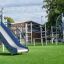 Ursa Maior castle with slide, climbing net thiết bị sân chơi ngoài trời bằng kim loại và nhựa màu xa