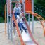 Ursa Maior castle with slide, climbing net có cầu trượt kim loại và lưới leo cho trẻ em trên sân chơ