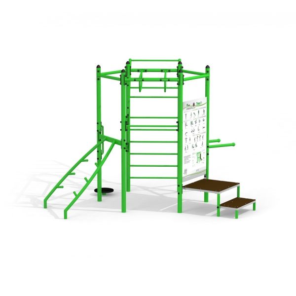 Hexagon Training Set w/ Stairs thiết bị tập luyện đa năng màu xanh lá cây với bậc thang và thanh leo