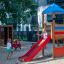 Bird Nest Swing with Tower (BNS 120 cm) single slide với cầu trượt đỏ và tháp gỗ cho trẻ em vui chơi