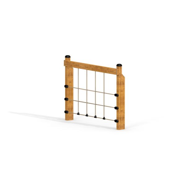 Obstacle Course Mini Climbing Net bằng gỗ với lưới dây cho khu vui chơi trẻ em.