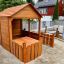 Nhà chơi gỗ ngoài trời Wooden Garden Playhouse w/ Fencing với hàng rào nhỏ an toàn.