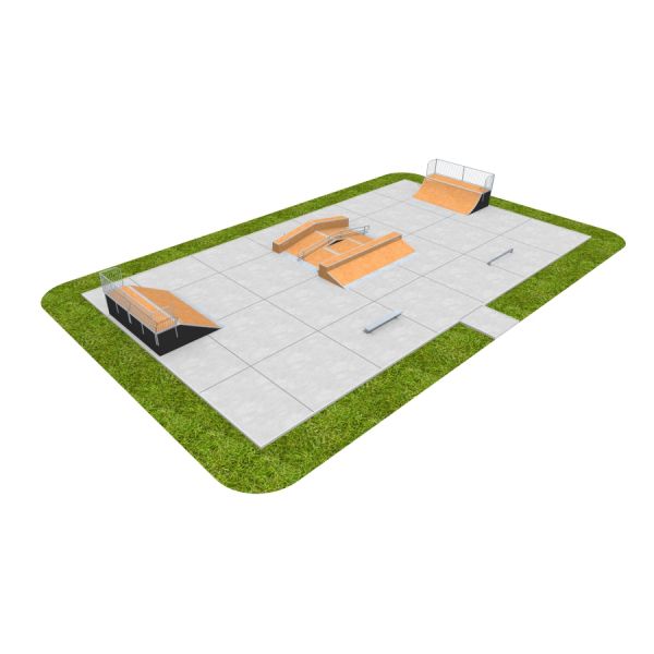 Khu trượt ván Skate Park 05 với các dốc và lan can cho trò chơi mạo hiểm.