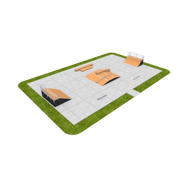 Khu trượt ván Skate Park 07 với các dốc và thanh trượt dành cho trượt ván ngoài trời.