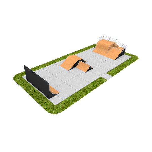 Skate Park 14 với các dốc trượt và cầu trượt cho trượt ván ngoài trời.
