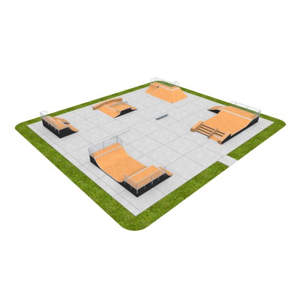 Khu trượt ván Skate Park 16 với nhiều mô-đun đa dạng cho trượt ván và thể thao mạo hiểm.