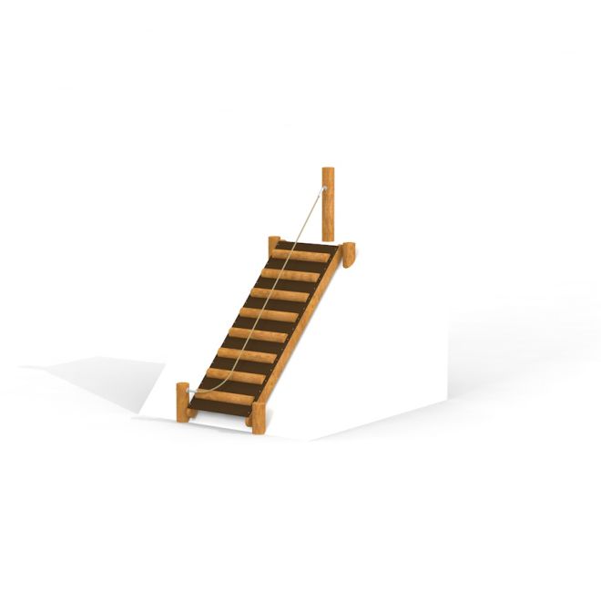 Hill Stairs Nature cầu thang gỗ với dây thừng cho khu vui chơi trẻ em.