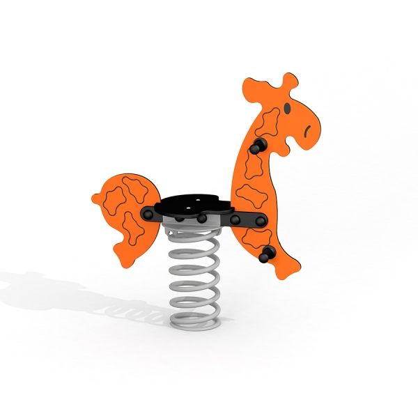 Thiết bị chơi lắc Giraffe rocking hình hươu cao cổ màu cam cho khu vui chơi trẻ em.