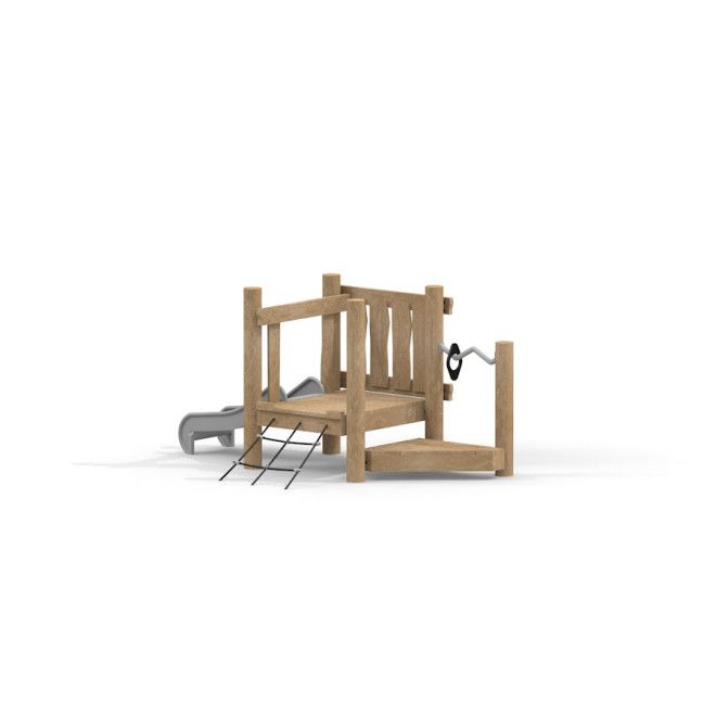 Cấu trúc gỗ cho sân chơi trẻ em Bridge Deck Eco với cầu trượt và lưới leo.