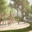 Khu vui chơi trẻ em Alstad Eco bằng gỗ với cầu trượt và leo trèo an toàn.