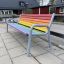 Ghế Colourful bench nhiều màu sắc với khung kim loại chắc chắn cho khu vui chơi ngoài trời.