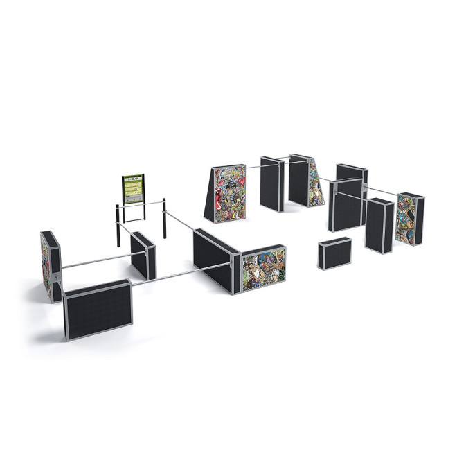 Bộ Parkour set large I với các cấu trúc leo trèo và thanh ngang cho khu vui chơi ngoài trời.