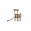 Pixie wooden playhouse with slide Uvala bằng gỗ tự nhiên có cầu trượt và lưới leo an toàn.