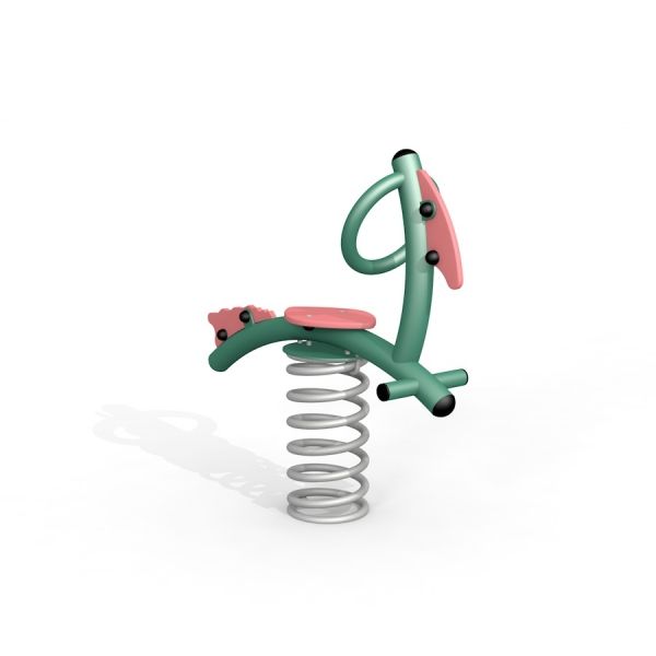 Bird swing rocking thiết bị vui chơi trẻ em lò xo hình chim màu xanh và hồng.