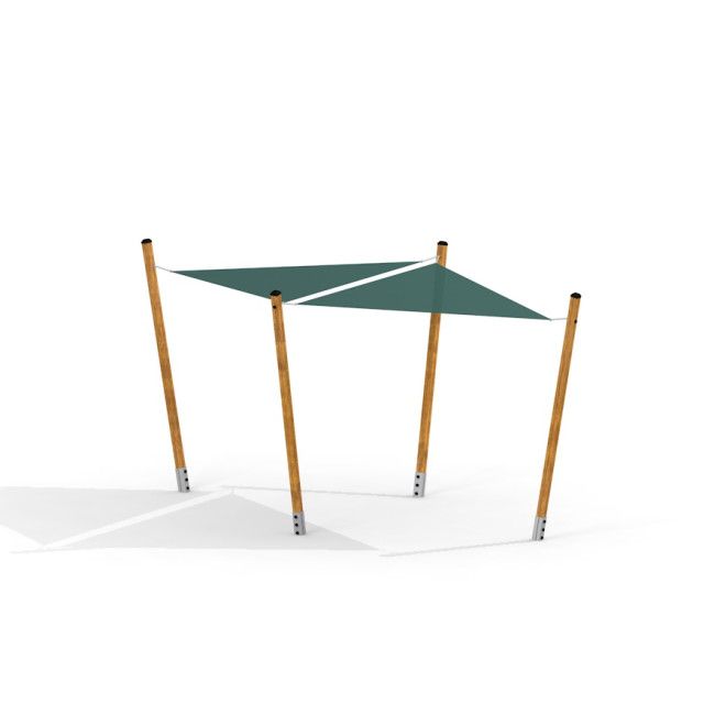 Sun Shades mái che tam giác màu xanh lá cây, cột gỗ chắc chắn cho khu vui chơi ngoài trời.
