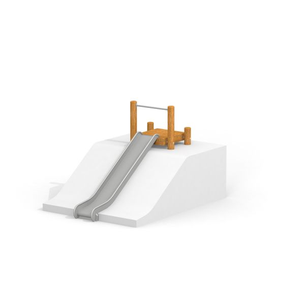 Hill Slide h150 với cầu trượt kim loại và khung gỗ cho khu vui chơi trẻ em.