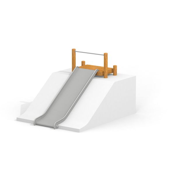 Cầu trượt Hill Slide Wide h180 với khung gỗ và mặt trượt kim loại rộng an toàn cho trẻ em.