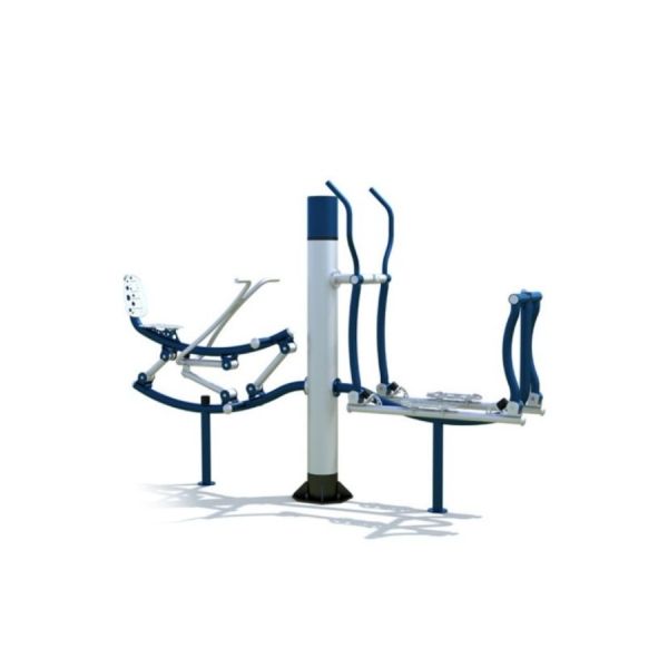 Thiết bị tập thể dục ngoài trời Set 8 với khung kim loại màu xanh và trắng.