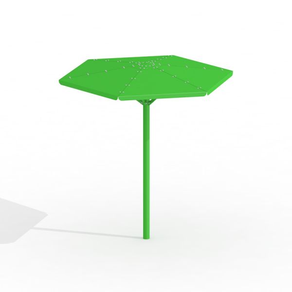 Umbrella màu xanh lá cây, thiết bị che nắng cho khu vui chơi ngoài trời.