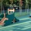Thiết bị vui chơi ngoài trời Slide with Dragon Back bằng gỗ và nhựa xanh cho trẻ em.