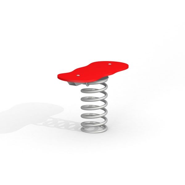 Mini Balance là thiết bị vui chơi công viên trẻ em với mặt ngồi đỏ và lò xo kim loại.
