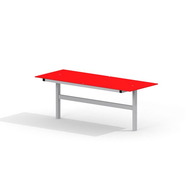 Bàn Table HPL màu đỏ với chân kim loại chắc chắn dành cho khu vui chơi ngoài trời.