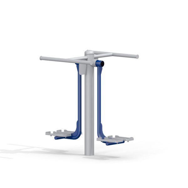 Thiết bị tập thể dục ngoài trời Double Ski Trainer màu xanh và trắng.